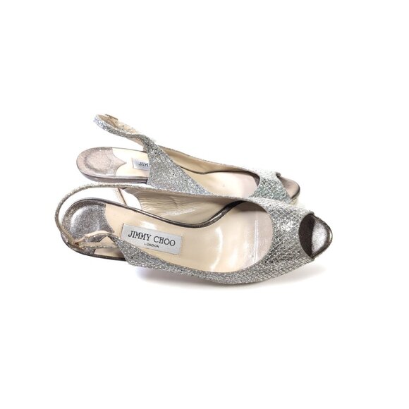 JIMMY CHOO 40 'Nova' Champagne Slingback 100mm Heels Womens Size 9 - Picture 5 of 10